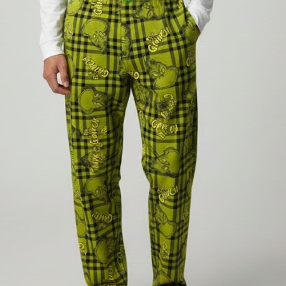 NWT Universal Studios The Grinch Green Plaid PJ Lounge Pants w/button fly - L - Picture 1 of 6